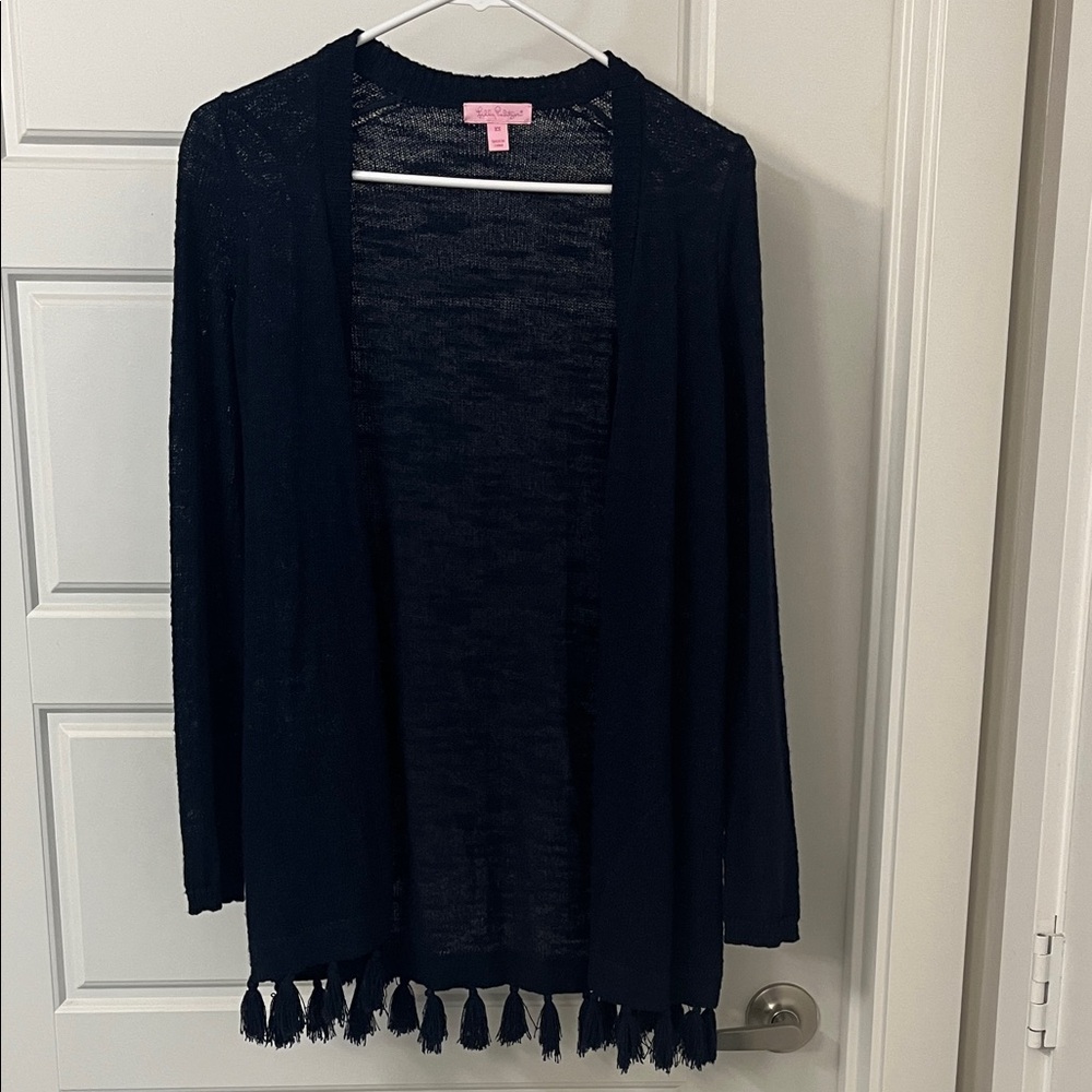Lilly Pulitzer Navy Tassel Cardigan - XS
